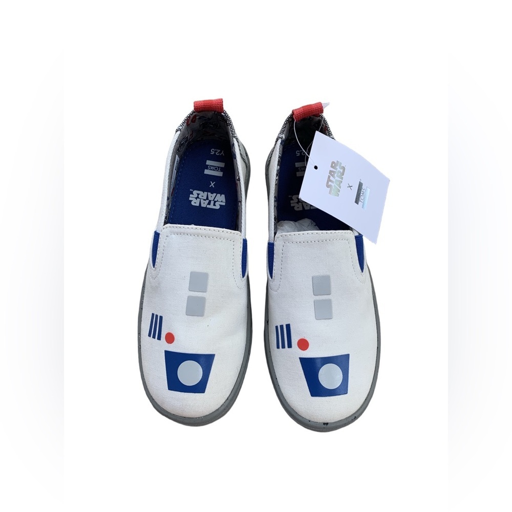 Toms NWT Big Kid Size 2.5 Star Wars Luca White R2-D2 Slip On Sneakers